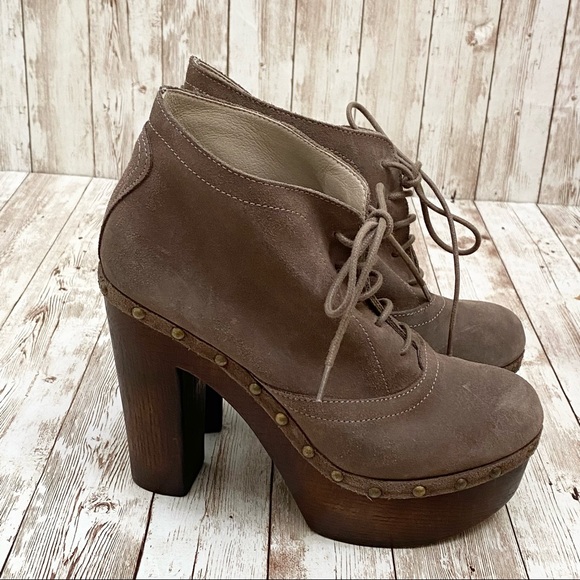 Steve Madden “CINNDI” Taupe Lace Up Platform Clog Ankle Boots Size 7 - Picture 8 of 16
